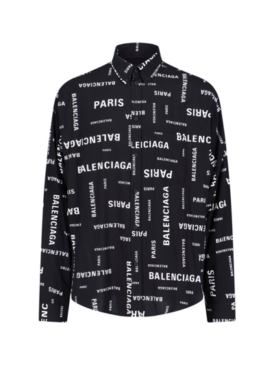 Shop Balenciaga All-over Logo Shirt In Black  