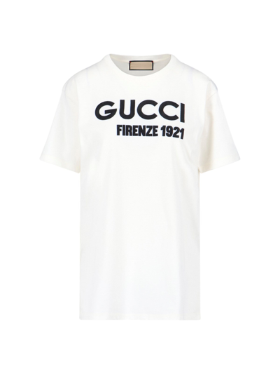 Shop Gucci Logo Embroidery T-shirt In White