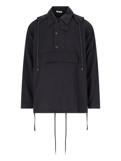 Auralee Long Sleeved Hooded Casual Jacket In Blue