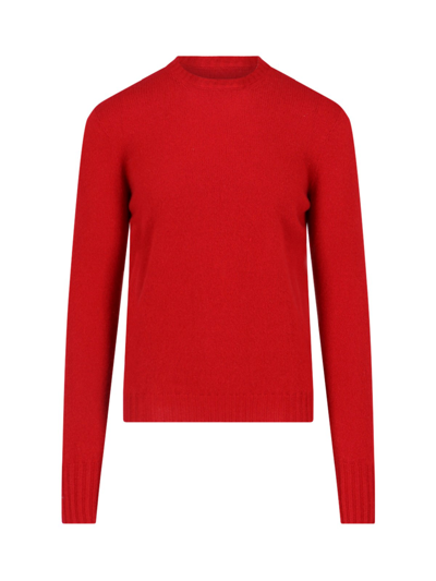 Drumohr Ribbed Crewneck Sweater With Cuffs And Hem In Red