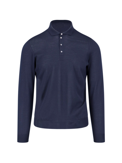 Shop Drumohr Knitted Polo Shirt In Blue