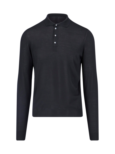 Shop Drumohr Knitted Polo Shirt In Black  