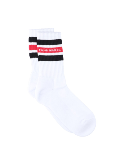 Shop Polar Skate "fat Stripe" Socks In White