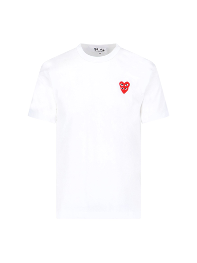 Shop Comme Des Garçons Play Double Logo T-shirt In White