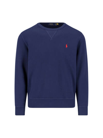 Shop Polo Ralph Lauren 'rl' Crew Neck Sweatshirt In Blue