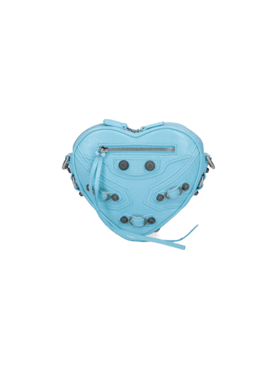 Shop Balenciaga Mini Bag "le Cagole Heart" In Light Blue