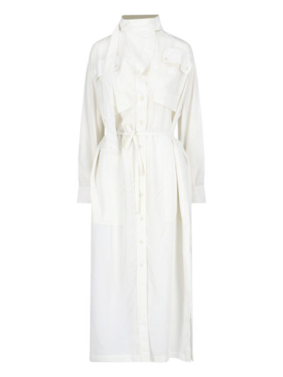 Shop Lemaire Maxi Shirt Dress In White