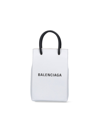 Shop Balenciaga Logo Mini Tote Bag In White