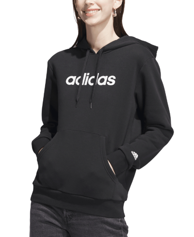 Shop Adidas Originals Women's Fleece Linear Logo Pullover Hoodie In Shadow Red