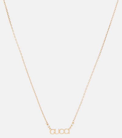 Shop Gucci Logo Embellished Necklace In Gold