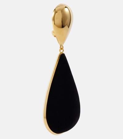 Shop Saint Laurent Hourglass Velvet Drop Earrings In Black