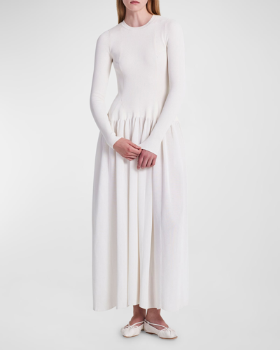 Shop Altuzarra Denning Ribbed A-line Maxi Dress In Natural White