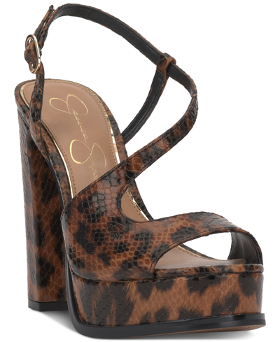 Shop Jessica Simpson Gafira Strappy Platform Dress Sandals In Natural Faux Leather