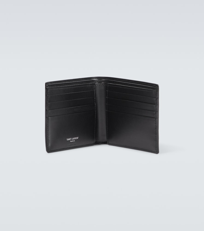 Shop Saint Laurent Cassandre Leather Wallet In Black