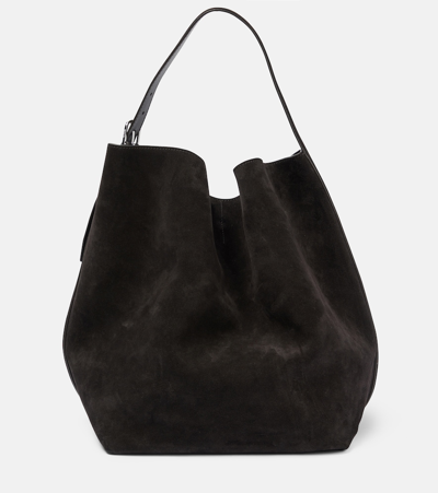 Totême Large Belted Suede Tote Bag In Brown