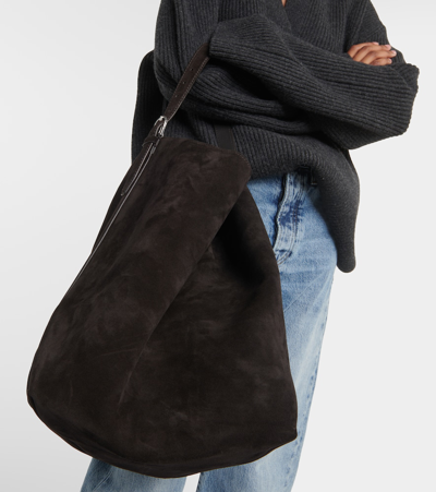 Totême Large Belted Suede Tote Bag In Brown