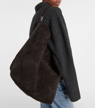 Totême Large Belted Suede Tote Bag In Brown