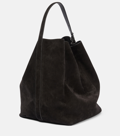 Totême Large Belted Suede Tote Bag In Brown