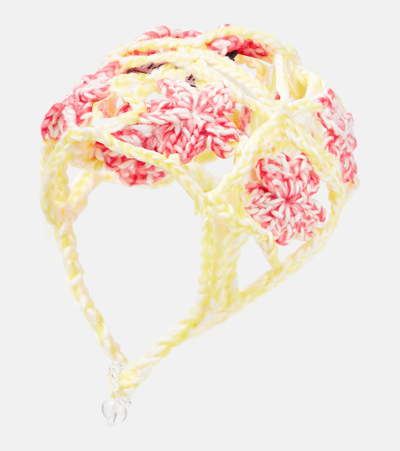 Shop Susan Fang Crochet Floral Wool Hat In Multicoloured