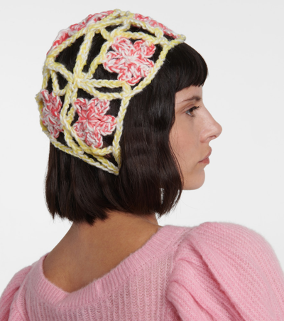 Shop Susan Fang Crochet Floral Wool Hat In Multicoloured