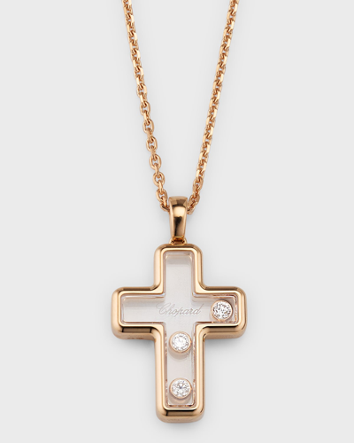 Shop Chopard Happy Diamonds 18k Rose Gold Cross Pendant Necklace