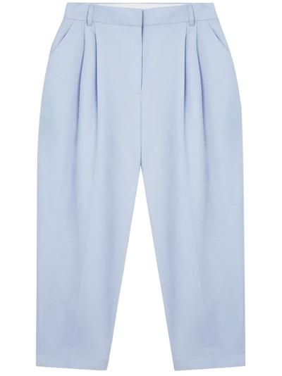 Shop Stella Mccartney Cropped Wool Pants In Blue