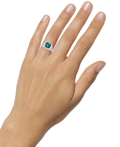 Macy's Lab-grown Emerald (1-1/2 Ct. T.w.) And White Sapphire (1/2 Ct. T.w.) Ring In Sterling Silver In Emerald