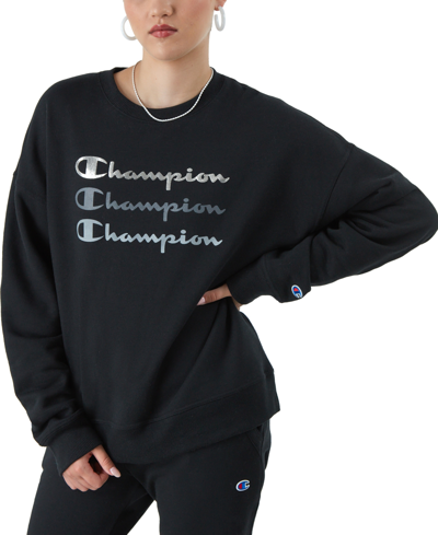 Shop Champion Women's Powerblend Crewneck Sweatshirt In Black