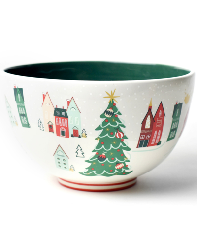 Coton Colors Christmas In The Village Scene 9" Footed Bowl In Multi