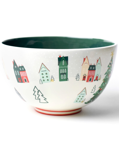 Coton Colors Christmas In The Village Scene 9" Footed Bowl In Multi