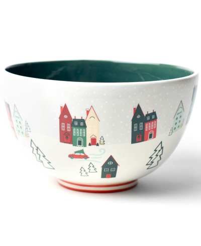 Coton Colors Christmas In The Village Scene 9" Footed Bowl In Multi