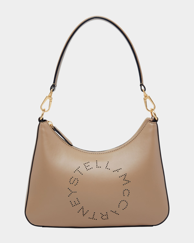 Shop Stella Mccartney Logo Vegan Leather Shoulder Bag In Moss