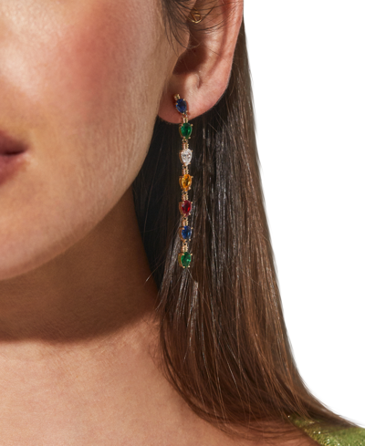 Shop Ava Nadri Gold-tone Multicolor Stone String Lights Linear Earrings