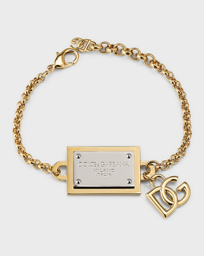 Shop Dolce & Gabbana Dg Logo Link Bracelet In Gold