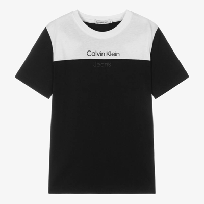 Shop Calvin Klein Teen Boys Black & White Cotton T-shirt