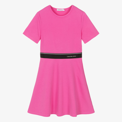 Shop Calvin Klein Teen Girls Pink Milano Jersey Dress