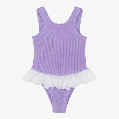 Shop Hunza G Girls Purple Ruffle Crinkle Swimsuit