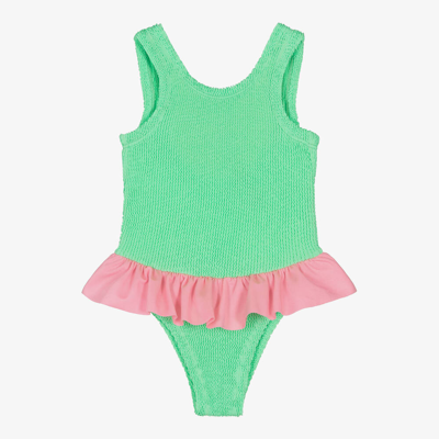 Shop Hunza G Girls Green Ruffle Crinkle Swimsuit