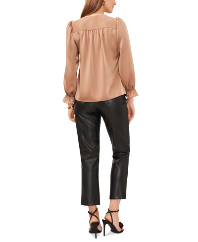 Shop 1.state Women's V-neck Button-front Blouson-sleeve Top In Amphora