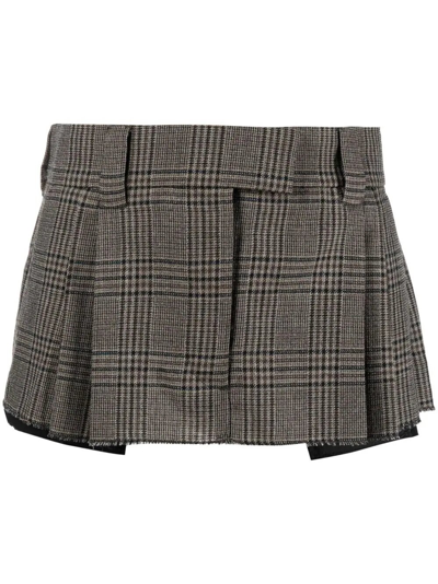 Shop Miu Miu Prince Of Wales Mini Skirt In Brown