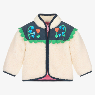 Shop Stella Mccartney Baby Girls Ivory Floral Fleece Jacket