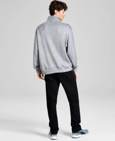 Shop And Now This Now This Mens Straight Fit Stretch Jeans Cozy Quarter Zipper Sweatshirt In Black Rinse