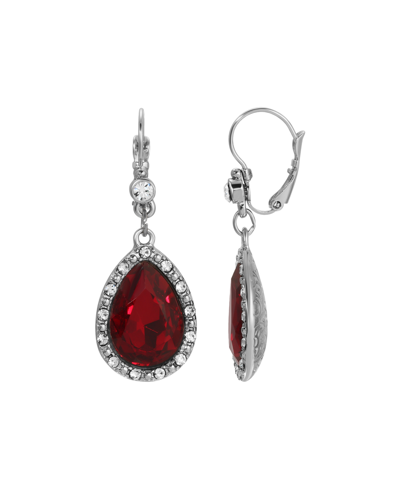 Shop 2028 Red Glass Crystal Accent Teardrop Earrings