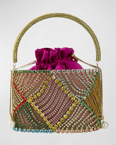 Shop Rosantica Holli Patchwork Crystal Top-handle Bag In Multi