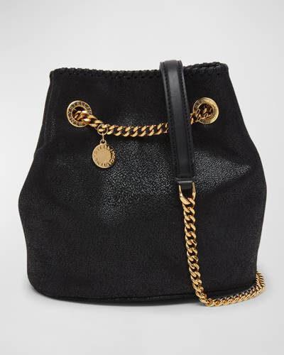 Stella Mccartney Falabella Vegan Leather Chain Bucket Bag In Black