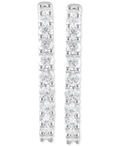 Shop Badgley Mischka Lab Grown Diamond In & Out Small Hoop Earrings (3 Ct. T.w.) In 14k White Gold, 1"