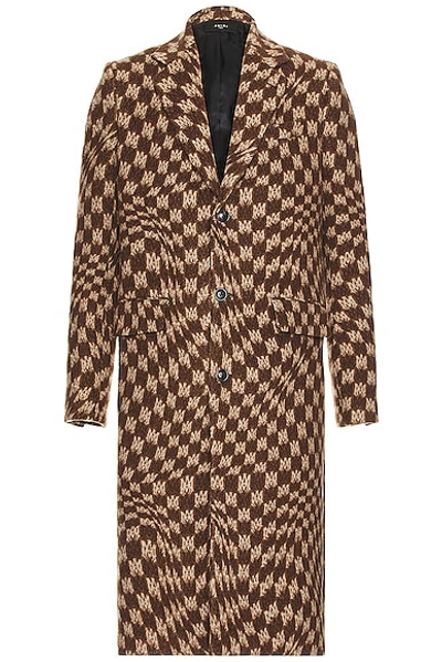Shop Amiri Jacquard Wavy Overcoat In Brown