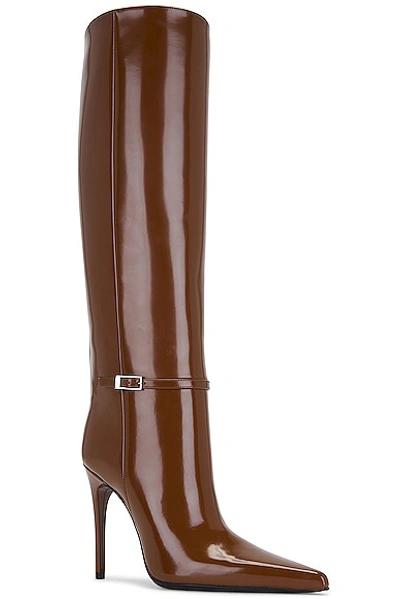 Saint Laurent 110mm Hacker Below-knee Boots In Soil Brown