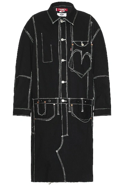 Shop Junya Watanabe Levi's Denim Coat In Black & White