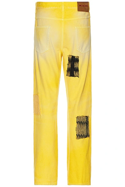 Shop Marni Trousers In Maize